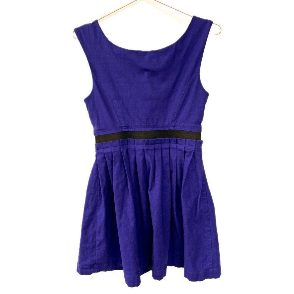 Guess Royal Blue Sleeveless Pleated Front Zip Aline Dress Size 8 - Picture 6 of 8